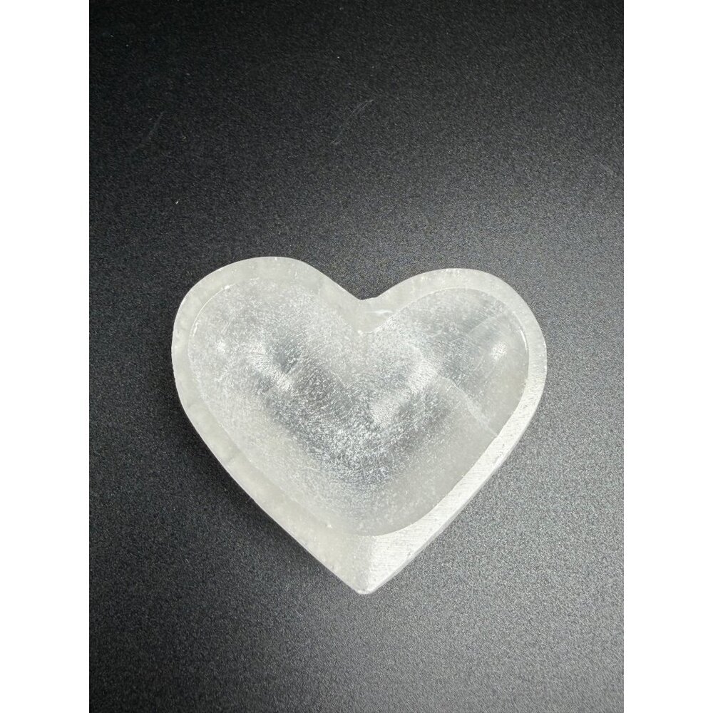 Natural Selenite Heart Charing Bowl Stone Healing Crystal Cleansing 2" 2.8oz - Picture 1 of 10